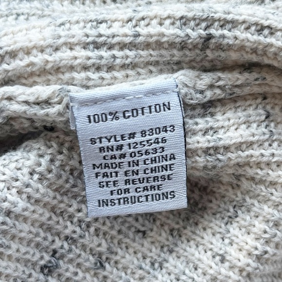 Habitat Size Medium Marled Cream Gray Waffle Knit Cowl Neck Tunic Cozy Sweater - Picture 3 of 8